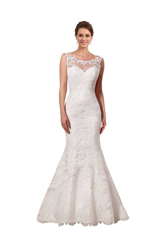 Affordable Bateau Illusion Sweetheart Lace Wedding Dress