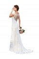 Affordable Illusion Bateau Neckline Fit and Flare Lace Wedding Dress