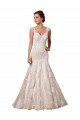 Affordable Open Back Mermaid Tulle Wedding Dress with Lace Bodice