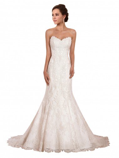 Affordable Sweetheart Neckline Sexy Mermaid Lace Wedding Dress