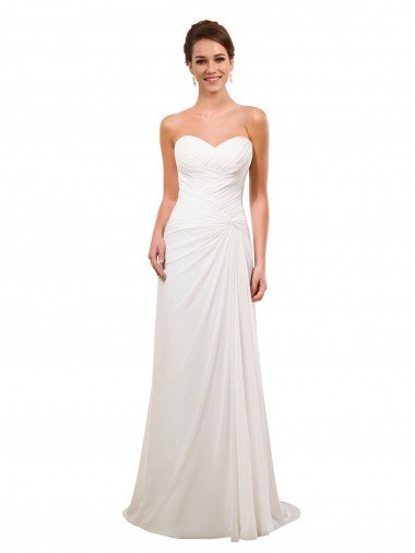 Affordable Sweetheart Neckline Chiffon Wedding Dress with Criss-Cross Ruched Bodice