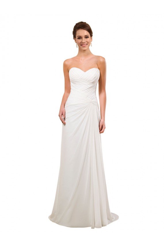 Affordable Sweetheart Neckline Chiffon Wedding Dress with Criss-Cross Ruched Bodice