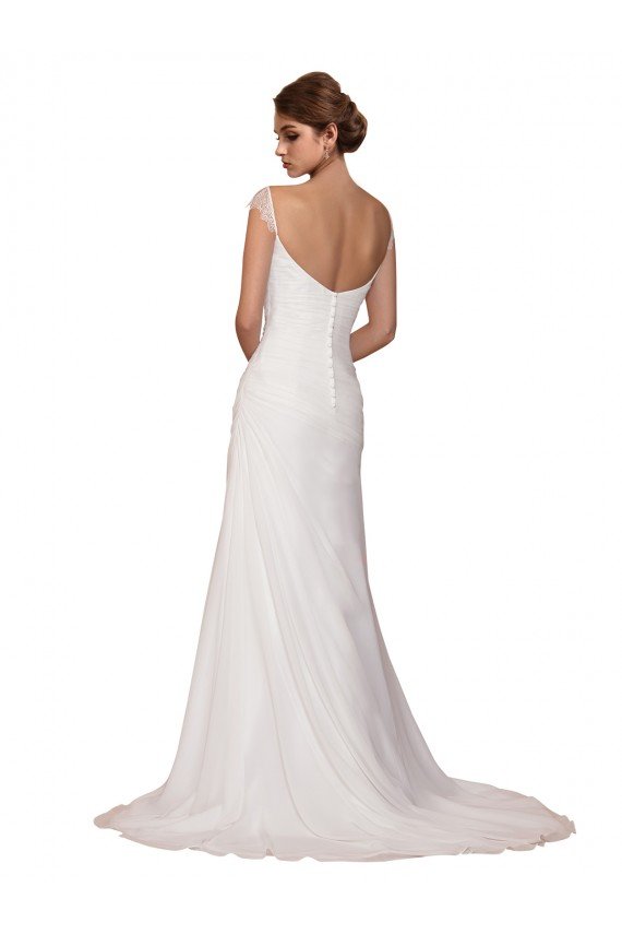 Affordable V-Neck Sheath Chiffon Wedding Dress with Straps