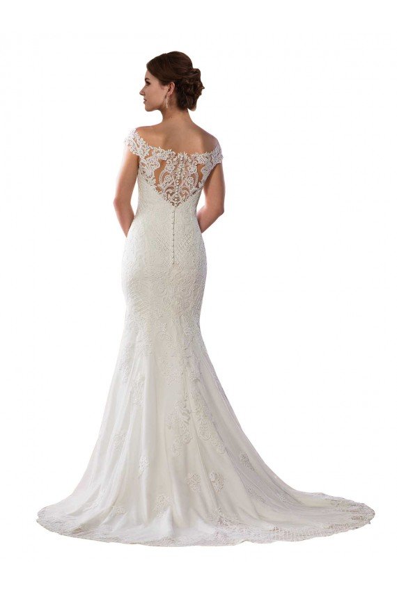 Affordable Modern Off the Shoulder Mermaid Lace Wedding Dress