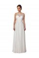 Affordable Illusion Neck A-Line Chiffon Beach Wedding Dress with Lace Halter Neckline