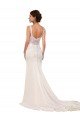 Affordable V-Neck Mermaid Crepe Wedding Dress with Lace Bodice