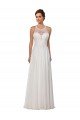 Affordable Illusion Neck A-Line Lace and Chiffon Beach Wedding Dress