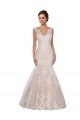 Affordable Classic Fit and Flare V-Neck Mermaid Lace Wedding Dress