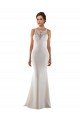 Affordable Modern High Neck Sheath Wedding Dress with Lace Bodice