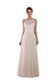 Affordable High Neck A-Line Tulle Wedding Dress with Lace Back
