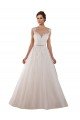 Affordable Illusion Sweetheart Neck Ball Gown Tulle Wedding Dress with Lace Bodice