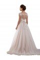 Affordable Illusion Sweetheart Neck Ball Gown Tulle Wedding Dress with Lace Bodice