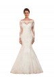 Affordable Long Sleeves Mermaid Lace Wedding Dress with Illusion Back