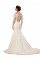 Affordable Long Sleeves Mermaid Lace Wedding Dress with Illusion Back
