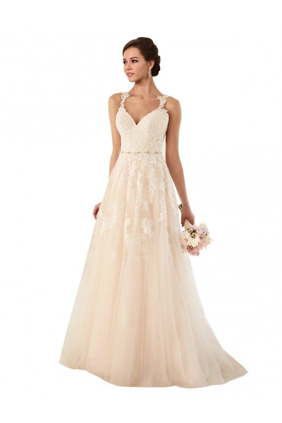 Affordable Sweetheart A-Line Tulle Wedding Dress with Lace Illusion Back