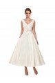 Affordable V-Neck A-Line Short Ankle Length Satin Wedding Dress
