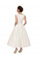 Affordable V-Neck A-Line Short Ankle Length Satin Wedding Dress