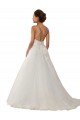 Affordable Modern Spaghetti Straps Ball Gown Tulle Wedding Dress with Lace Bodice