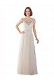 Affordable High Lace Neck Illusion Back Tulle Boho Wedding Dress