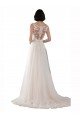Affordable High Lace Neck Illusion Back Tulle Boho Wedding Dress