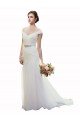 Affordable Cap Sleeves Off the Shoulder Ruched Mermaid Tulle Beach Wedding Dress