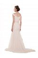 Affordable Cap Sleeves Off the Shoulder Ruched Mermaid Tulle Beach Wedding Dress