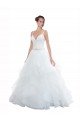 Affordable Spaghetti Straps Ball Gown Beach Wedding Dress with Lace Bodice