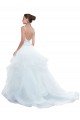 Affordable Spaghetti Straps Ball Gown Beach Wedding Dress with Lace Bodice