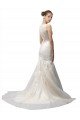 Affordable Illusion High Neck Mermaid Lace Wedding Dress