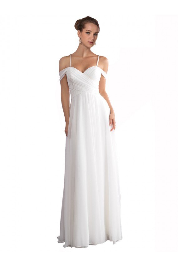 Affordable Off the Shoulder A-Line Ruched Chiffon Beach Wedding Dress