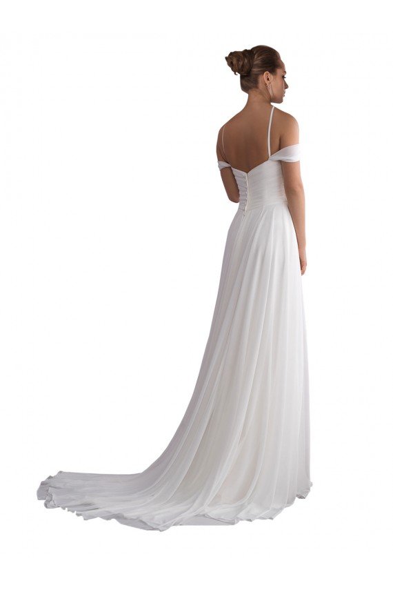 Affordable Off the Shoulder A-Line Ruched Chiffon Beach Wedding Dress