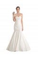 Affordable Strapless Mermaid Ruched Satin Beach Wedding Dress with Low Back