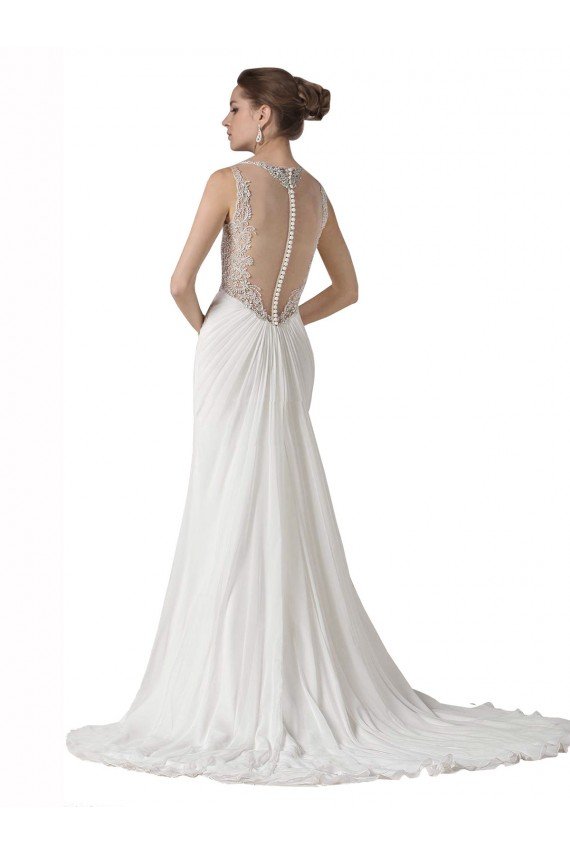 Affordable Sweetheart Sheath Chiffon Beach Wedding Dress with Beaded Belts