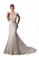 Affordable Halter V-Neck Mermaid Lace Wedding Dress with Keyhole Back
