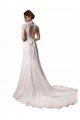 Affordable Halter V-Neck Mermaid Lace Wedding Dress with Keyhole Back
