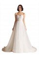 Affordable Strapless Sweetheart Lace Bodice A-Line Organza Wedding Dress