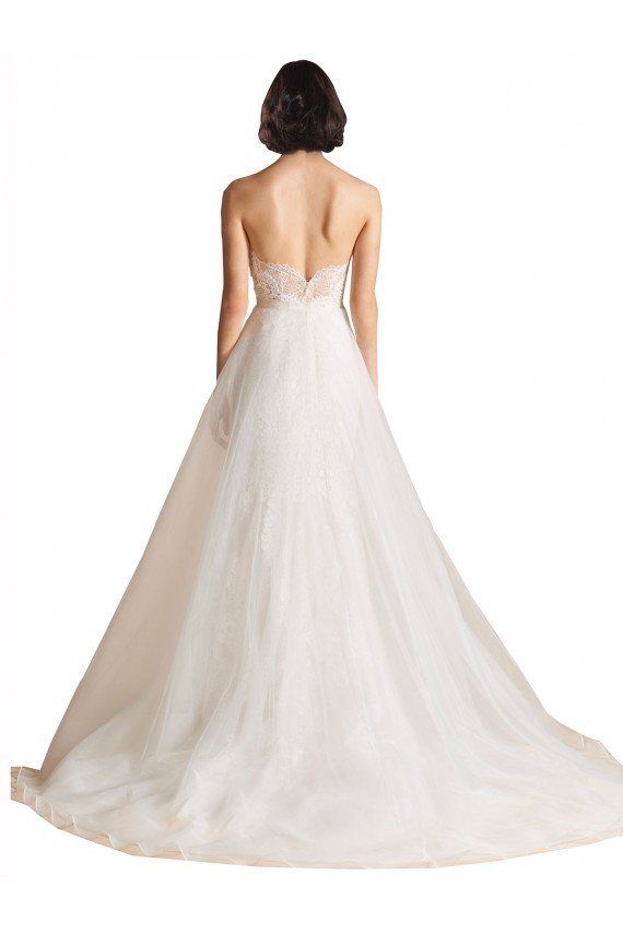 Affordable Strapless Sweetheart Lace Bodice A-Line Organza Wedding Dress