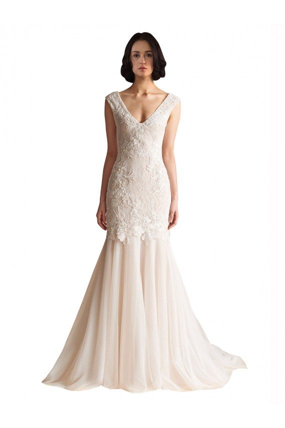 Affordable V-Neck Mermaid Tulle Wedding Dress