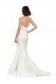 Affordable Trumpet Satin Wedding Dress with Sweetheart Lace Bodice