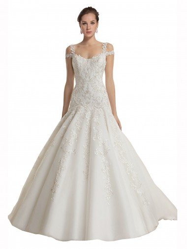 Affordable Off the Shoulder Mermaid Lace Tulle Wedding Dress