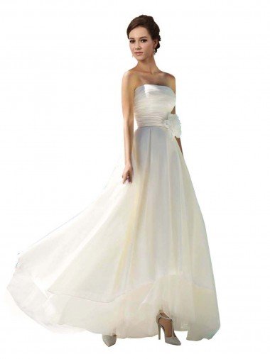 Affordable Strapless A-Line Taffeta Wedding Dress