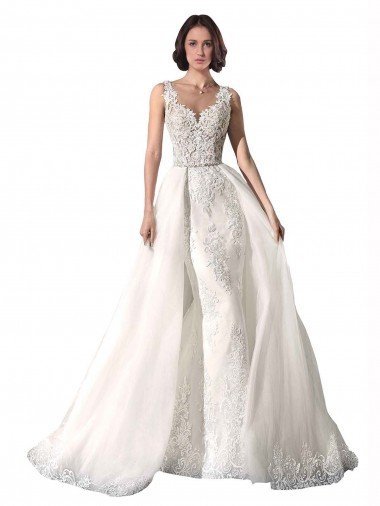 Affordable Sweetheart Fit and Flare Tulle Lace Wedding Dress
