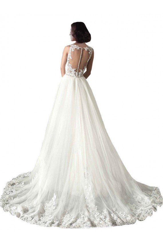 Affordable Sweetheart Fit and Flare Tulle Lace Wedding Dress
