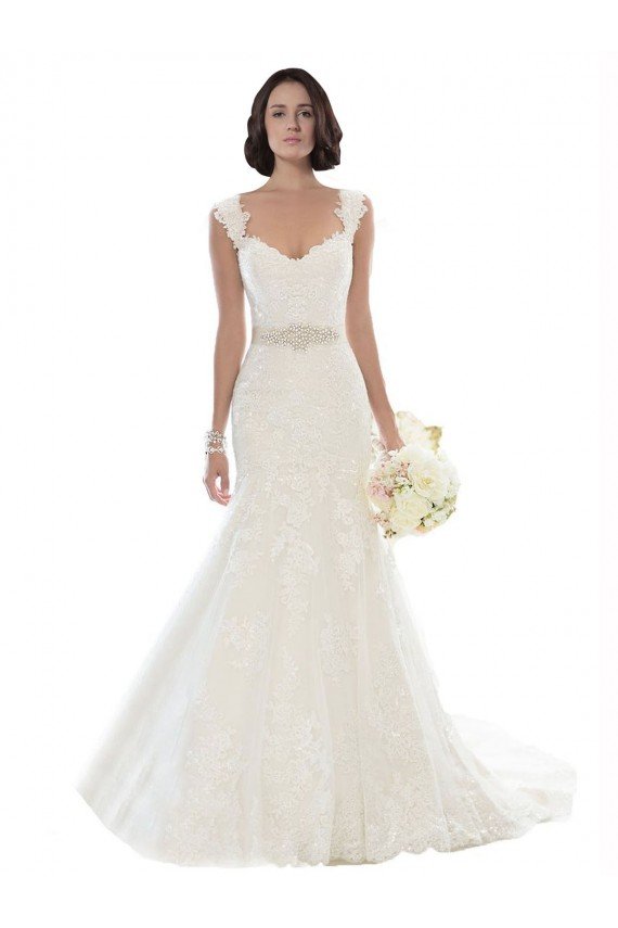 Affordable Off the Shoulder Mermaid Lace Beach Wedding Dress with Beaded Belt
