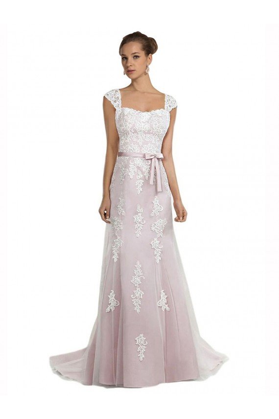 Affordable Strapless Mermaid Tulle Lace Beach Wedding Dress with Belt