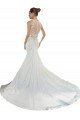 Affordable Sweetheart Mermaid Satin Beach Wedding Dress with Illusion Lace Back