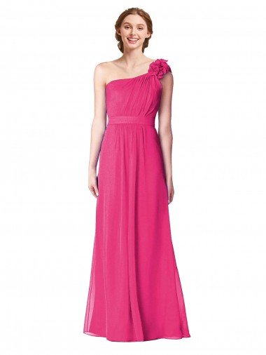 Affordable Full Length One Shoulder Chiffon Bridesmaid Dress