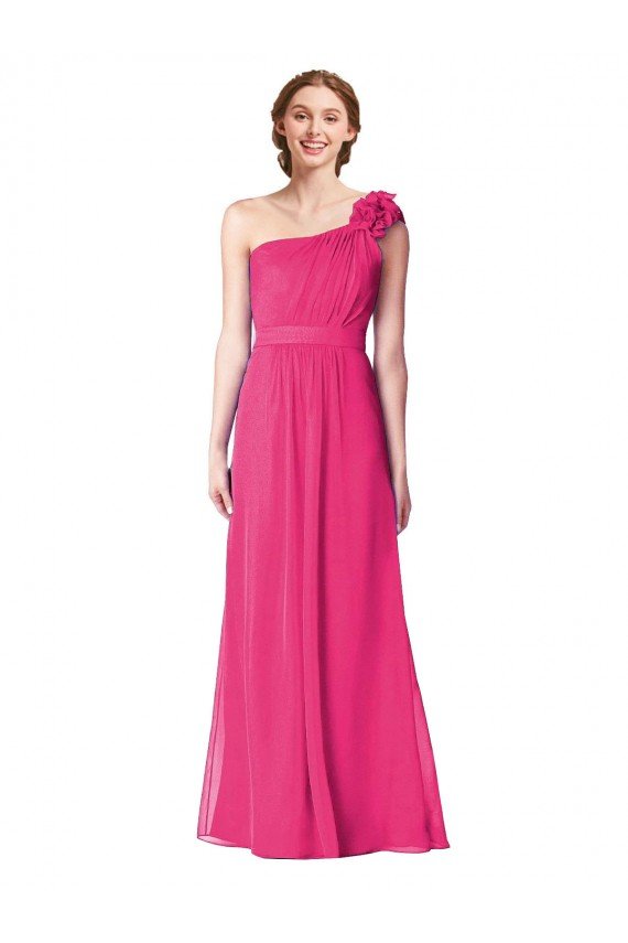 Affordable Full Length One Shoulder Chiffon Bridesmaid Dress