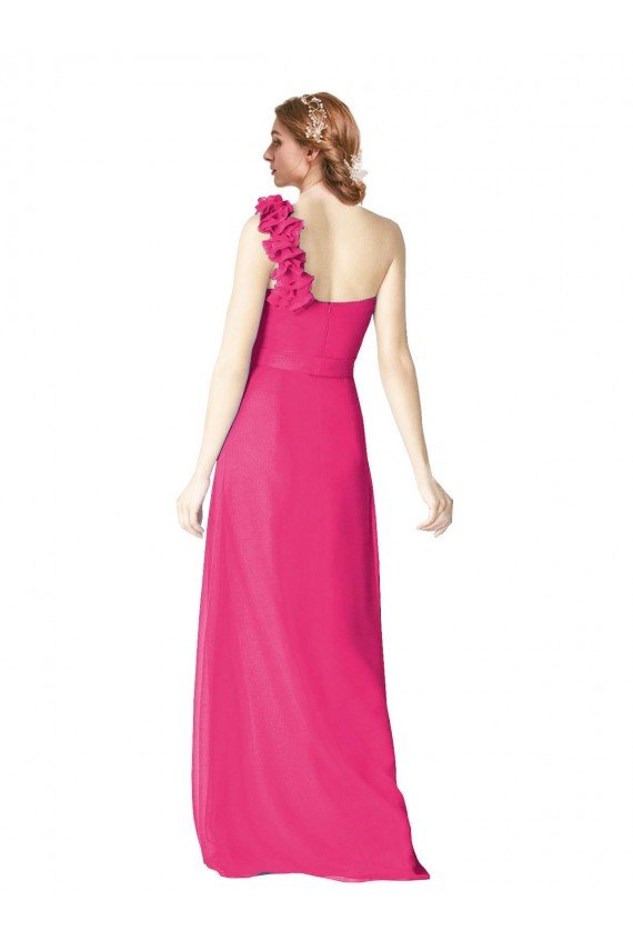 Affordable Full Length One Shoulder Chiffon Bridesmaid Dress