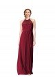 Affordable Halter Neck Chiffon Bridesmaid Dress with Shirred Bodice